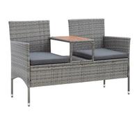 VIDAXL - Panca da Giardino 2 Posti con Tavolino 143 cm Polyrattan Grigio