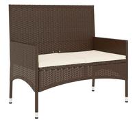 vidaXL Panca da Giardino a 2 Posti con Cuscini in Polyrattan Marrone