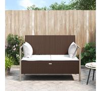 vidaXL Panca da giardino a 2 posti in polyrattan con cuscini Marrone