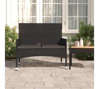 vidaXL Panca da Giardino a 2 Posti con Cuscini in Polyrattan Nero