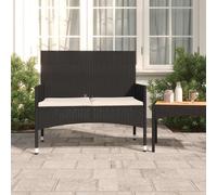 vidaXL Panca da Giardino a 2 Posti con Cuscini in Polyrattan Nero