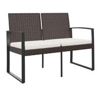 vidaXL Panca da Giardino a 2 Posti con Cuscini in Rattan PP Marrone