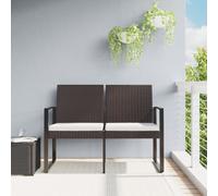 vidaXL Panca da Giardino a 2 Posti con Cuscini in Rattan PP Marrone