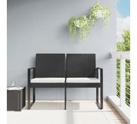 vidaXL Panca da Giardino a 2 Posti con Cuscini in Rattan PP Nero