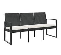 vidaXL Panca da Giardino a 3 Posti con Cuscini in Rattan PP Nero