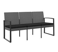 vidaXL Panca da Giardino a 3 Posti con Cuscini Rattan PP Grigio Scuro