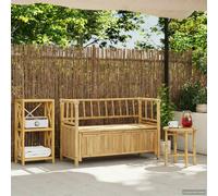 vidaXL Panca portaoggetti da giardino naturale, 110 x 47 x 80 cm, in bambù, soluzioni di archiviazione moderne: organizza i tuoi spazi con disegni versatili, funzionali e pieni di possibilità