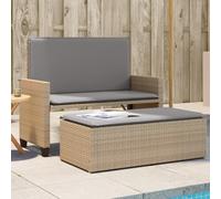 vidaXL Panca da Giardino con Cuscini e Poggiapiedi Beige in Polyrattan