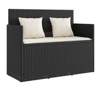 vidaXL Panca da Giardino con Cuscini Nera in Polyrattan