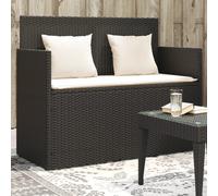 vidaXL Panca da Giardino con Cuscini Nera in Polyrattan