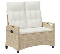 vidaXL Panca da giardino con cuscino beige e crema 105 x 60 x 112 cm, panca da giardino moderna e funzionale, esterna con cuscini in schiuma e schienale regolabile