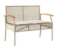 vidaXL Panca da giardino con cuscino beige, polyrattan e legno di acacia