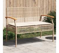 vidaXL Panca da Giardino con Cuscino Beige Polyrattan e Legno Acacia