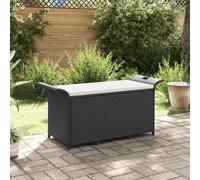vidaXL Panca da Giardino con Cuscino Nero 116x46x57 cm in Polyrattan, Panca da Giardino con Cuscino, Panca da Esterno, Panca per Portico