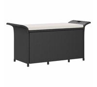 vidaXL Panca da Giardino con Cuscino Nero 116x46x57 cm in Polyrattan, Panca da Giardino con Cuscino, Panca da Esterno, Panca per Portico