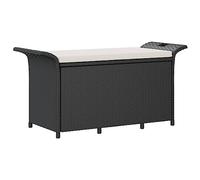 vidaXL Panca da Giardino con Cuscino Nero 116x46x57 cm in Polyrattan, Panca da Giardino con Cuscino, Panca da Esterno, Panca per Portico