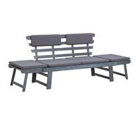 vidaXL Panca da Giardino Cuscini 2-in-1 190cm Massello d'Acacia Grigio