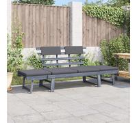 vidaXL Panca da Giardino Cuscini 2-in-1 190cm Massello d'Acacia Grigio