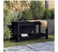 Panca da giardino nera 82,5x35x45 cm in legno massello di pino