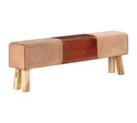 vidaXL Panca da Palestra 160cm Vera Pelle Marrone e Massello di Acacia