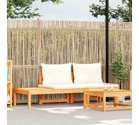vidaXL Panca Giardino e Tavolino Cuscini Bianco Crema Acacia Massello