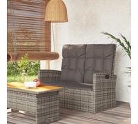 vidaXL Panca Giardino Reclinabile con Cuscini 118cm Polyrattan Grigio