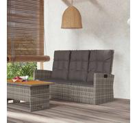 Panca Giardino Reclinabile con Cuscini 173cm Polyrattan Grigio