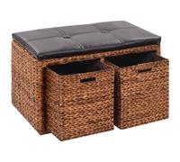 VIDAXL - Panca In Giunco Con 2 Ceste 71x40x42 Cm Marrone