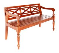 vidaXL Panca in legno di mogano massello Batavia Schienale Bracciolo Rustico Robusto Versatile Casa Ufficio Cucina Cena Mobili 135,9 cm Marrone Scuro