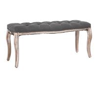 VIDAXL - Panca In Legno Massello E Lino 110x38x48 Cm Grigio Chiaro
