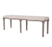 vidaXL Panca in Legno Massello e Lino Bianco Crema Interni Panchina Ingresso