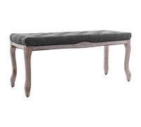 vidaXL Panca in Lino e Legno Massello 110x38x48 cm Grigio Scuro