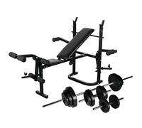 vidaXL Panca Multifunzione Bilanciere e Manubri 30,5 kg Allenamento Fitness