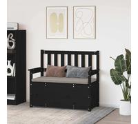 Panca nera 112,5x51,5x96,5 cm in legno massello di pino