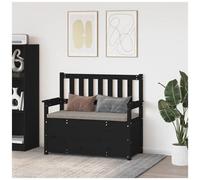 Panca nera 112,5x51,5x96,5 cm in legno massello di pino