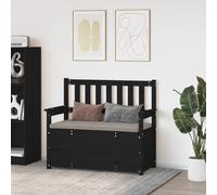 Panca nera 112,5x51,5x96,5 cm in legno massello di pino