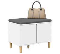 vidaXL Panca per Ingresso con Cuscino con Porta Bianco 60 x 38 x 46 cm, Panchina Moderna Rettangolare, con Spazio per riporre, Seduta Senza Schienale e Cuscino Comfort, Antiscivolo