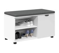 vidaXL Panca per Ingresso con Cuscino con Porta Bianco 80 x 38 x 46 cm, Panca alla Moda, con Spazio di archiviazione Rettangolare, Imbottitura in Tessuto, per l'ingresso, Comoda e Funzionale