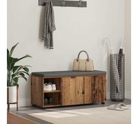 vidaXL Panca per ingresso con cuscino Legno vecchio 100 x 38 x 46 cm