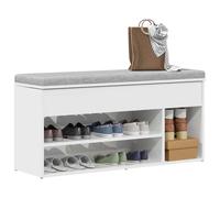 vidaXL Panca Porta Scarpe Bianco Lucido 102x30,5x45 cm Truciolato