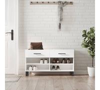 vidaXL Panca Porta Scarpe Bianco Lucido 102x35x55 cm Legno Multistrato