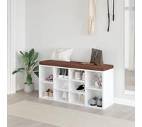 Panca Porta Scarpe Bianco Lucido 103x30x48 cm Legno Multistrato