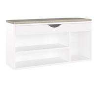 vidaXL Panca Porta Scarpe con Cuscino Bianca 104x30x49cm Multistrato