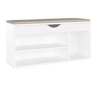 vidaXL Panca Porta Scarpe con Cuscino Bianca 104x30x49cm Multistrato