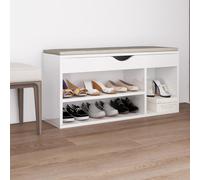 vidaXL Panca Porta Scarpe Cuscino Bianco Lucido 104x30x49 Multistrato