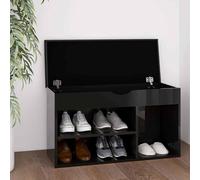 vidaXL Panca Porta Scarpe Cuscino Nero Lucido 80x30x47cm Multistrato