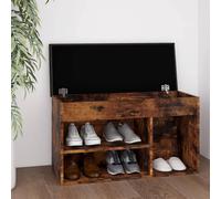 VIDAXL - Panca Porta Scarpe Cuscino Rovere Fumo 80x30x47cm Multistrato