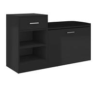 vidaXL Panca Porta Scarpe Nero Lucido 94,5x31x57cm Legno Multistrato