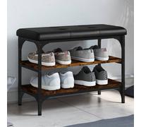 vidaXL Panca Porta Scarpe Rovere Fumo 62x32x47 cm in Legno Multistrato