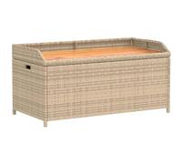 vidaXL Panca Portaoggetti Beige Misto 100x50x52 cm Polyrattan e Acacia